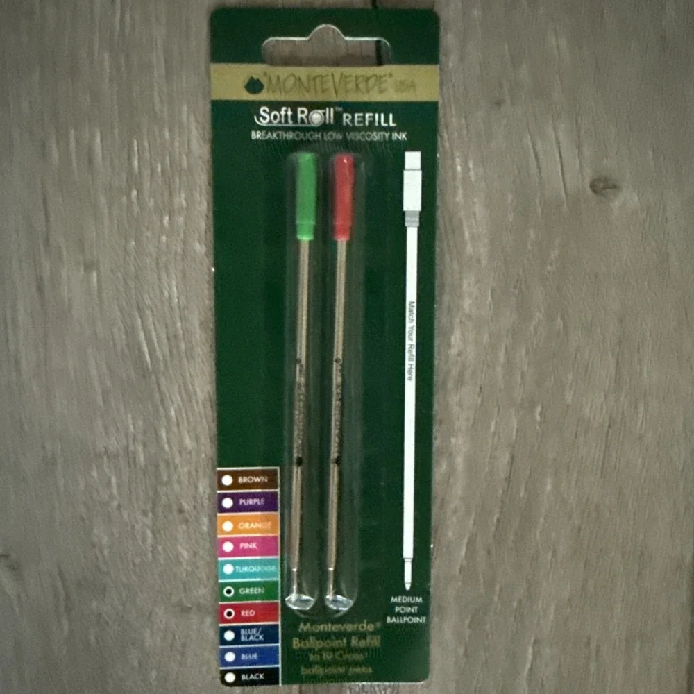 Monteverde Ballpoint Refill Red & Green Medium Point Fits Cross Ballpoint Pens